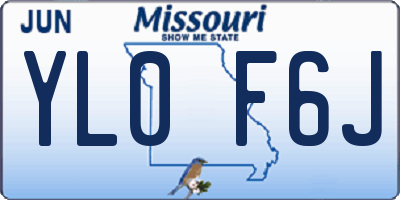 MO license plate YL0F6J