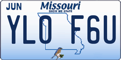 MO license plate YL0F6U