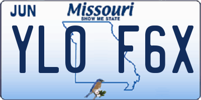 MO license plate YL0F6X
