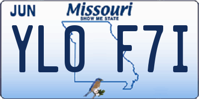MO license plate YL0F7I