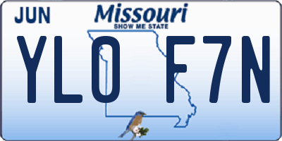 MO license plate YL0F7N