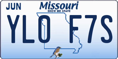 MO license plate YL0F7S