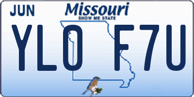 MO license plate YL0F7U