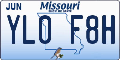 MO license plate YL0F8H