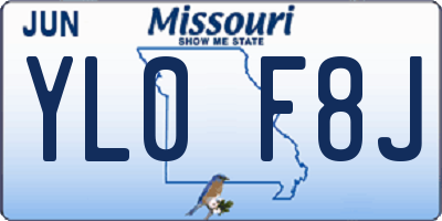 MO license plate YL0F8J