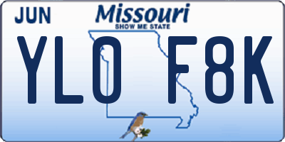 MO license plate YL0F8K
