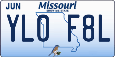MO license plate YL0F8L