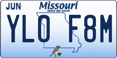 MO license plate YL0F8M