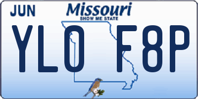 MO license plate YL0F8P