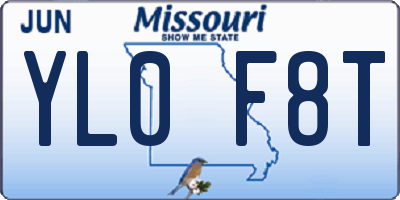 MO license plate YL0F8T