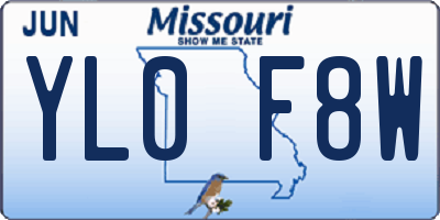 MO license plate YL0F8W