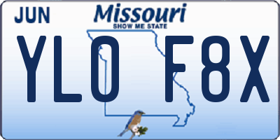 MO license plate YL0F8X