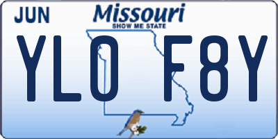 MO license plate YL0F8Y