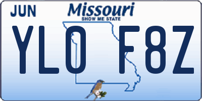MO license plate YL0F8Z