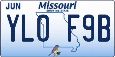 MO license plate YL0F9B