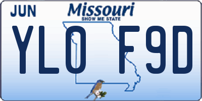 MO license plate YL0F9D