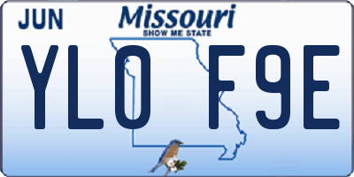MO license plate YL0F9E