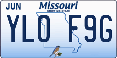 MO license plate YL0F9G