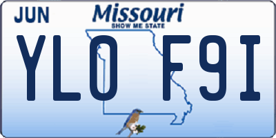 MO license plate YL0F9I