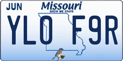 MO license plate YL0F9R