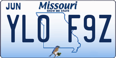 MO license plate YL0F9Z