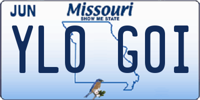 MO license plate YL0G0I