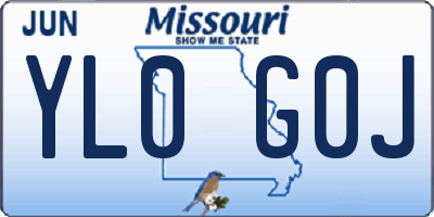 MO license plate YL0G0J