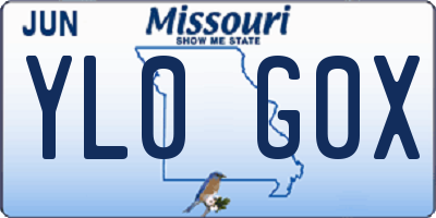 MO license plate YL0G0X