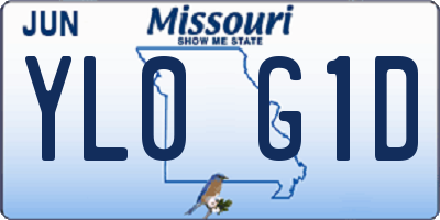 MO license plate YL0G1D