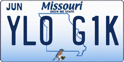MO license plate YL0G1K