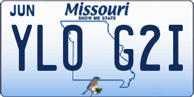 MO license plate YL0G2I