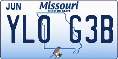 MO license plate YL0G3B