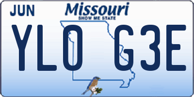 MO license plate YL0G3E