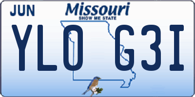 MO license plate YL0G3I