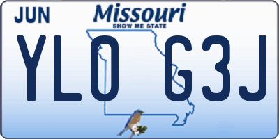 MO license plate YL0G3J