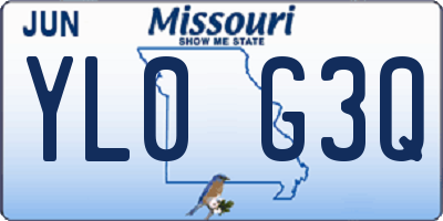 MO license plate YL0G3Q