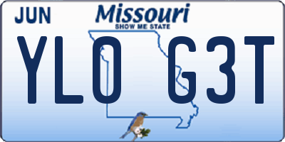 MO license plate YL0G3T