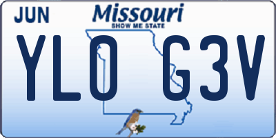 MO license plate YL0G3V