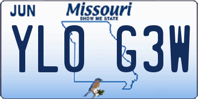 MO license plate YL0G3W