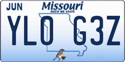 MO license plate YL0G3Z