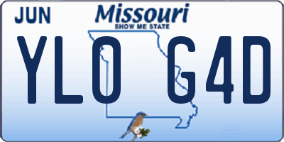 MO license plate YL0G4D