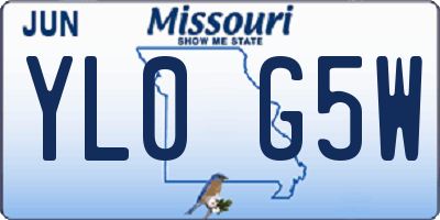 MO license plate YL0G5W