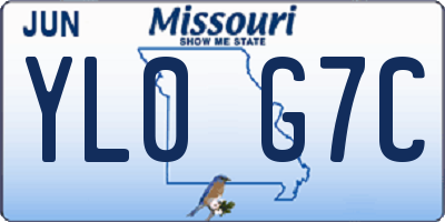 MO license plate YL0G7C