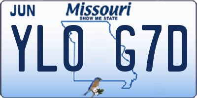 MO license plate YL0G7D