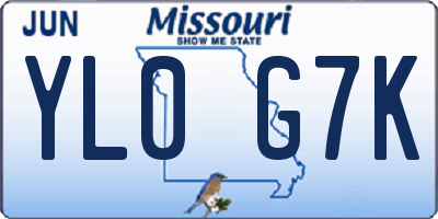 MO license plate YL0G7K