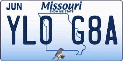 MO license plate YL0G8A