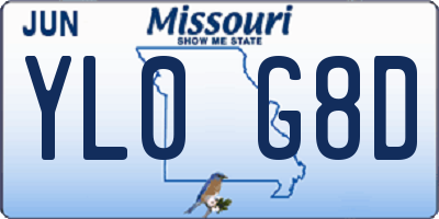 MO license plate YL0G8D