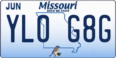 MO license plate YL0G8G