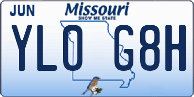 MO license plate YL0G8H