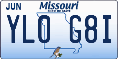 MO license plate YL0G8I